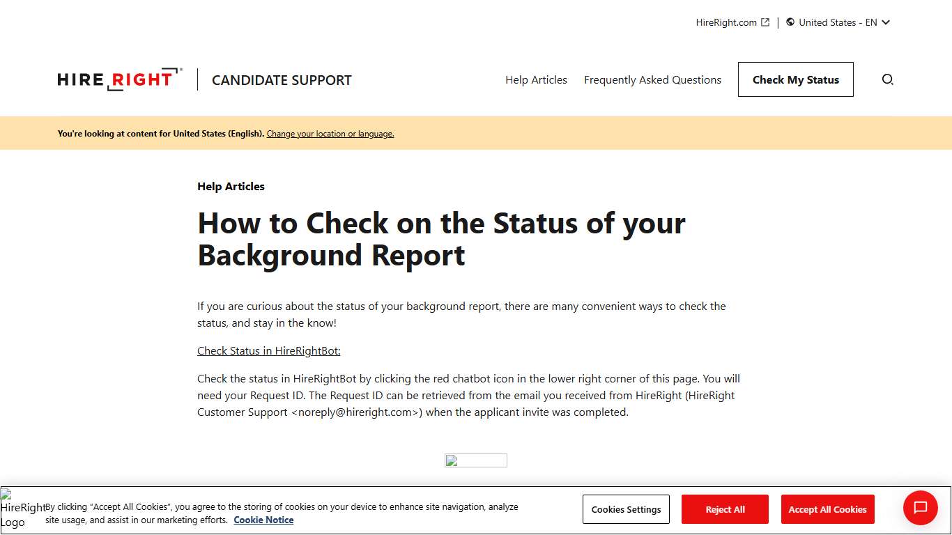 How to Check on the Status of your Background Report Articles HireRight Candidate Support